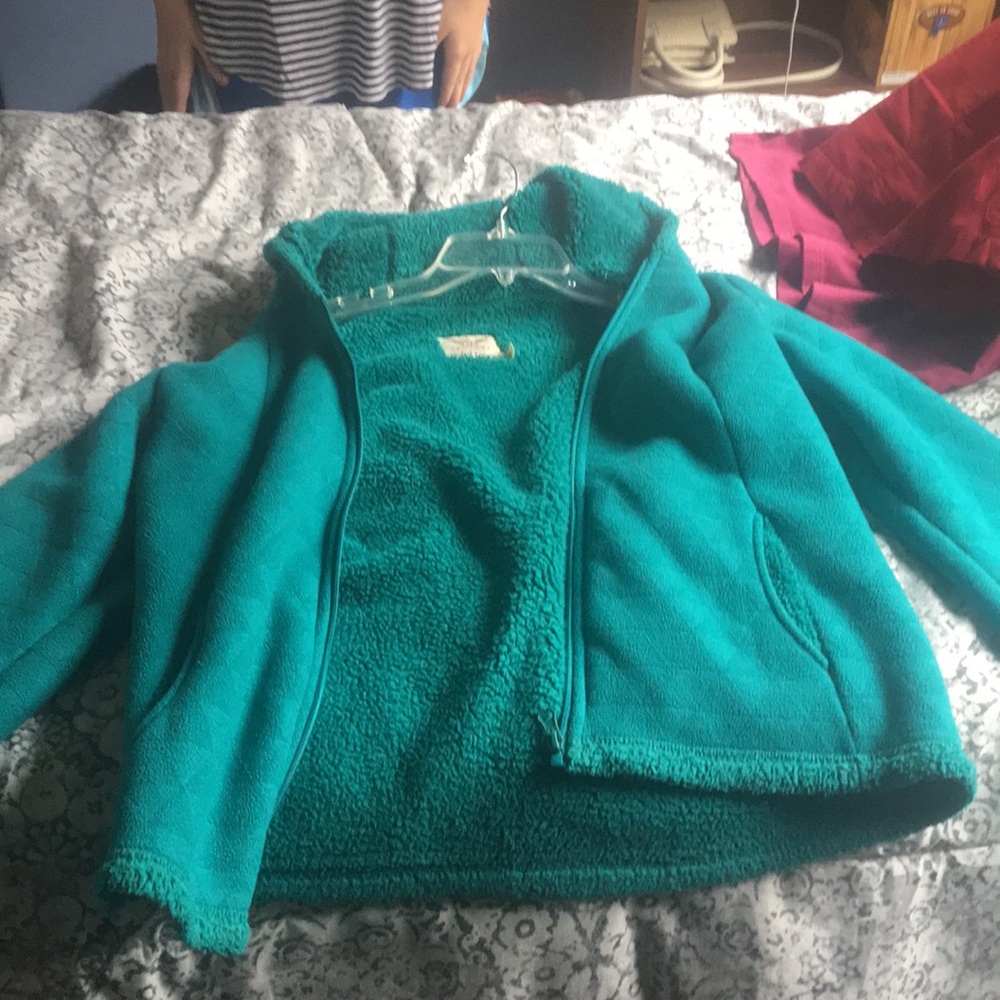 Teal furry jacket